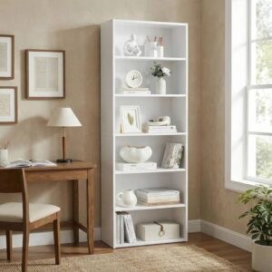 ABOUT SPACE 6 Tier Book Shelf for Home Library 6ft with Assembly,Cabinet For Storage,White Bookshelves for Living Room Display Stand Book Rack For Office,Kitchen,Bedroom(33x24x180cm - Engineered Wood)