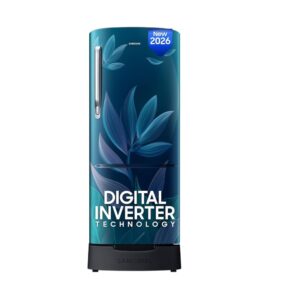 Samsung 183L 4 Star Digital Inverter Direct Cool Single Door Refrigerator with Base Drawer – Paradise Bloom Blue (2026 Model)