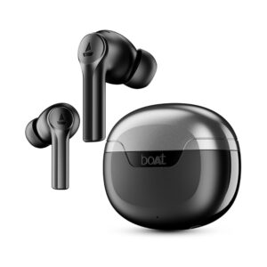 boAt Airdopes 300 TWS Earbuds with Cinematic Spatial Audio, 50H Battery, 4 Mic AI ENx, Fast Charge, Low Latency, Bluetooth 5.3, IPX4 – Gunmetal Black