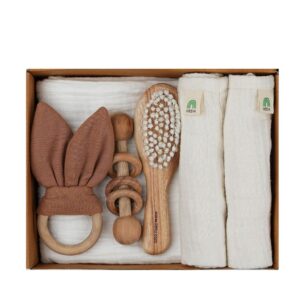 Littlu Newborn Baby Essentials Kit Eco Friendly Clothing and Care Set for Infants with Soft Cotton Items and Daily Use Accessories