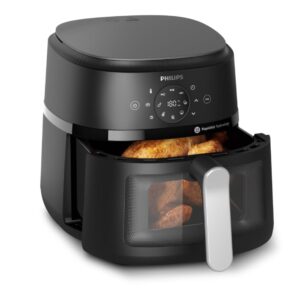 PHILIPS NA231/00 6.2L Air Fryer 1700W with Rapid Air Technology, Touch Panel & Cooking Window – Extra Large Black