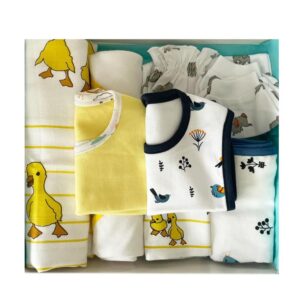 TINYLANE Baby Clothing Essentials Set with Soft Cotton Bodysuits, Washcloths and Daily Care Kit for Newborns and Infants
